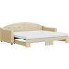 vidaXL Lettino allungabile con materassi crema 90x200 cm in tessuto