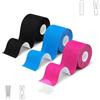 ZOVRIXIA 3 Rotoli Kinesio Tape(5cm x 5m), Tape Kinesiologico(Blu & Nero & Rosa)