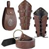 LUYANFX 3 Pezzi Costume Medievale Accessori Set, Costume Rinascimentale Vichinga Accessori, Set Vichinga Medievale Uomo Donne, Medievali Parapolso Cinture Borse, per Halloween Carnaval Cosplay (Marrone)
