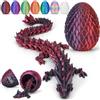 Merrwon Drago stampato 3D (28,5 cm) con uovo di drago, giocattolo creativo, regalo e decorazione, nero e rosso
