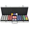 vidaXL Pokerset met 500 chips aluminium