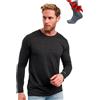 Merino.tech Maglia Termica Lana Merino Uomo - 100% Intimo Termico Lana Merino Uomo Leggero, Medio, Pesante con Calzini (165 Melange Black, X-Large)