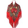 Gudessly Sciarpa tradizionale da donna con frange e nappe, scialle per collo e testa, sciarpa retrò, poncho con stampa floreale, mantello quadrato, 127 cm, Ciliegia, One Size