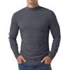 QIXING - Maglietta termica da uomo a maniche lunghe, con collo a mezzo giro, in cotone, Grigio scuro, L