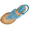 Dasongff Sandali boheme da donna estivi piatti con punta aperta in pizzo sexy fiore flip flop tacco basso leggero pantofole scarpe infradito con fibbia alla punta elegante per le vacanze spiaggia, blu, 38 EU
