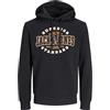 JACK & JONES JACK&JONES PLUS JJELOGO Felpa con Cappuccio 2 col 24/25 Noos Pls, Nero, XXXL
