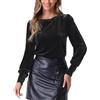 Allegra K Camicetta Invernale in Velluto da Donna Pullover Casual a Maniche Lunghe Bluse Maniche Sbuffo Camicette Girocollo