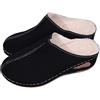 Dasongff Pantofole da donna, da uomo, invernali, calde, memory foam, comode zoccoli imbottiti in finta pelle scamosciata con pelliccia, fodera antiscivolo per interni ed esterni, B Nero, 38 EU