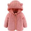 Alunsito Bambino Neonato Ragazza Cappotto in pile Manica lunga Cerniera Orso Orecchio Giacca con cappuccio Autunno Inverno Capispalla caldo