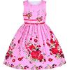 Sunny Fashion Vestito Bambina Rosa Doppio Cravatta a Farfalla Festa Sole Casuale 4-5 Anni
