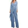 Botong Madre della Sposa Pantaloni Suit Set 2 PC Chiffon & Pizzo Abito Ospite di Nozze ith Strass 3/4 Maniche