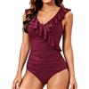 Woflebel Costumi da Bagno da Donna Push Up Balze Costume Mare Donna Viola Rosso XL