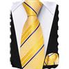 Hi-Tie Set di cravatte per ragazzi da 8 a 10 cravatte in seta per bambini da 8 a 11 anni, cravatta e tasca quadrata per matrimonio, giallo blu