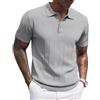 COOFANDY Magliette Polo da Uomo a Maniche Corte in Maglia a Costine, Polo Leggero a Trama Ricamata, Camicia da Golf Casual con Collo, Grigio chiaro, XL