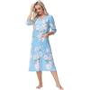 Alunsito Vestaglia da Donna con Zip sul Davanti, Vestaglia Leggera, Camicia da Notte con Zip, Mezze Maniche, Abbigliamento per la casa con Tasca, Blu, Fantasia Floreale, Taglia L