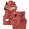 Alunsito Neonata Vestiti senza maniche Orecchio animale Felpa con cappuccio Canotta Gilet in pile Cappotto Autunno Inverno Giacca calda