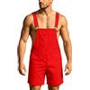 RUMAOZIA Salopette corte, tinta unita, estiva, ampia, da lavoro, cargo, tuta da lavoro, pantaloni corti, taglie forti, pantaloncini regolabili, per uomini e donne, O rosso., XXL