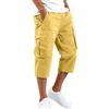 Generico Bermuda Cargo Uomo Pantaloni Corti Estivi 3/4 Bermuda Pantaloncini Slim Fit Molte Tasche in Cotone Tasconati Casual Shorts Leggeri Pantaloni Corti Sportivi
