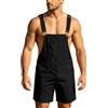 RUMAOZIA Salopette corte, tinta unita, estiva, ampia, da lavoro, cargo, tuta da lavoro, pantaloni corti, taglie forti, pantaloncini regolabili, per uomini e donne, O nero., XXL