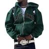 ORANDESIGNE Felpa con Cappuccio con Lettere Stampa da Uomo Manica Lunga Hip Hop Pullover con Zip per Coppie Giacche Casual Felpa Gotico Harajuku Ragazzi Adolescenti Streetwear C Army Green S