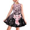 BYCHECAR Abiti da ragazza Casual A-Line Midi Abiti per bambini Abito estivo senza maniche, Axolotl ai fiori di ciliegio, 11-12 Anni