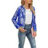 Caziffer Giacca da Pilota con Zip da Donna Casual con Paillettes Lucide Giubbotto Bomber Leggero Cardigan Metallizzato Glitterato Capispalla (Blu, S)