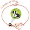 ZqlDDayUP Bracciale con foto circolare e impronta di zampa personalizzato con nome