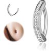 ZS Piercing per ombelico da donna, in argento Sterling 925, con finti diamanti, rivetto curvo all'inverso