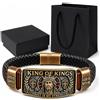 Generico King of Kings Faith Bracelet Adjustable Christian Wristband Gift, Christian Leather Bracelet with Jesus, for Men of Faith, Religious Gift for Men, Dad, Husband, Pastor, Dad
