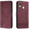 Bravoday Cover per Huawei Y6 2019 / Y6 Prime 2019 / Y6 PRO 2019, Flip Custodia in Pelle PU Portafoglio Custodia per Huawei Y6 2019, con Slot per Schede, Vino Rosso