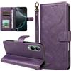 Generico DayQiQiPu Custodia per Vivo Y17s (6,56 Zoll) Cover in pelle PU con Blocco RFID Guscio Magnetica per Telefono Caso Spazzola Antifurto Portafoglio Viola retrò
