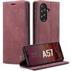 Ottcooed Cover per Samsung Galaxy A57 Custodia, Cover Pellicola a Libro Portafoglio in Pelle Porta Carte Protettiva Slot per Scheda Flip Case Wallet Case con Samsung Galaxy A57, Rosso vino