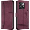 Bravoday Cover per OnePlus 10T 5G / OnePlus 10T 5G, Flip Custodia in Pelle PU con Slot per Schede, Portafoglio Custodia per OnePlus 10T 5G / OnePlus 10T 5G, Vino Rosso