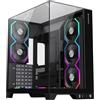 GAMEMAX Infinity PRO BK Case per PC ATX Midi Tower, vetro panoramico a 3 lati, ventola PWM 5X ARGB preinstallata, USB-C & Aura Sync, scheda madre BTF, raffreddamento ad acqua fino a 360 mm, nero