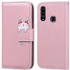 Ailisi Cover per Galaxy A20S, Pink Flip Cover Cartoon Cute Rabbit Custodia Protettiva Caso Libro in Pelle PU con Portafoglio, Funzione Supporto, Chiusura Magnetica - Coniglio, Oro Rosa
