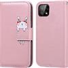 Ailisi Cover per Galaxy A22 5G, Pink Flip Cover Cartoon Cute Rabbit Custodia Protettiva Caso Libro in Pelle PU con Portafoglio, Funzione Supporto - Coniglio, Oro rosa