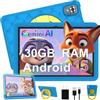 DMOAO Tablet Bambini 10 Pollici Android 15 con 30GB RAM, 5G Wi-Fi 6, 64GB ROM(TF 2TB), Control Parental, Octa-Core, 8MP+5MP, 6000mAh, Custodia Protettiva EVA + Supporto Girevole a 360°,Blu