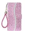 Ailisi Cover per Galaxy A21S, Bling Glitter Paillettes Flip Cover Custodia, Protettiva Case Leather Pelle PU Portafoglio con Kickstand, Chiusura Magnetica + 1 Pezzo di Cordino -Rosa