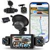 Hodozzy WIFI 4 Canali Dashcam Auto, 1080P 360° Dash Cam Telecamera per Auto con Registrazione in Loop, Sensore G, Visione Notturna, Rilevamento Movimento, Controllo App, Aiuto Retromarcia+ Scheda 64G