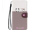 Ailisi Cover Per Samsung Galaxy A20S, Cartone Animato Gatti Cute Cats Custodia Protettiva Caso Libro Flip Cover Magnetica in Pelle PU con Portafoglio, Funzione Stand -Bianco/Marrone Chiaro