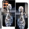 WUACYEAMING Custodia Compatibile con Oukitel C67,con Slot Carte PU Pelle Portafoglio Libro Case Antiurto Bumper Motivo Magnetica Flip Protettiva Resistente Gatto tigre