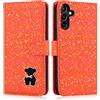 Ailisi Cover per Samsung S25+ Plus, Glitter Bling Custodia per Galaxy S24+ Plus, Orso Magnetica Custodia in Pelle PU Protettiva Portafoglio Libro Magnetica Flip Case con Porta Carte, Stand, Arancione