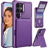 Ysnzaq Custodia Portafoglio per Samsung Galaxy S24 Ultra (Not S24) ZM Viola | Custodia Pelle Sintetica TPU con [Cavalletto] [Slot Porta Carte] Antiurto Case Cover per Samsung Galaxy S24 Ultra