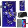 TOMYOU Cover per Xiaomi Redmi Note 7 / Note 7 Pro, farfalla blu | Antiurto Protettiva Portafoglio, Slot per Schede, Magnetica, Custodia in Pelle PU, Libro Flip,Funzione Stand
