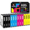 Hookink 16XL Cartucce Compatibili per Cartucce Epson 16 XL per Workforce WF-2630 WF-2510 WF-2750 WF-2760 WF-2010 WF-2530 WF-2660 WF-2520 WF-2650 (3 Nero,3 Ciano,3 Magenta,3 Giallo, 12-Pezzi)