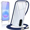 Kilbnom Cover per Samsung Galaxy A57 con Cordino, Trasparente Custodia con Laccio Tracolla Cellulare Girocollo Collana Corda Catena Cinghia, Ultra Morbido Silicone TPU Antiurto Case, Blu scuro