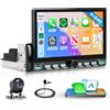 Rimoody 4G+64G Android 15 Autoradio 1 Din con Wireless Carplay Android Auto GPS Navi WiFi, 7 Pollici Touchscreen Radio Tasti a Pianoforte Mirror Link Bluetooth FM/RDS/USB/EQ/SWC Telecamera Posteriore