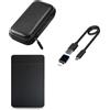 ezekers Hard disk esterno portatile da 1 TB con custodia, USB C e USB 3.0 per PC, Mac, Playstation, Samsung e iPhone 15, TV, Xbox e Wii U, doppio connettore, ultra veloce