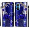 TOMYOU Cover per Honor X7 / Play 30 Plus, rosa blu | Antiurto Protettiva Portafoglio, Slot per Schede, Magnetica, Custodia in Pelle PU, Libro Flip,Funzione Stand
