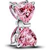 PANDORA Bow sterling silver charm with fancy pink cubic zirconia